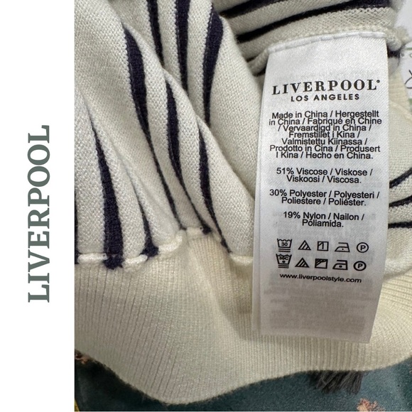 Liverpool Boatneck Sweater | Nautical Stripe Pullover | Navy Cream | Size XS - Picture 9 of 9